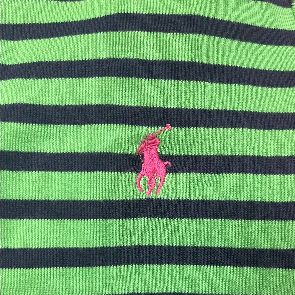 Ralph Lauren Green and Navy Blue Striped Long Sleeve Tee - Picture 4 of 5